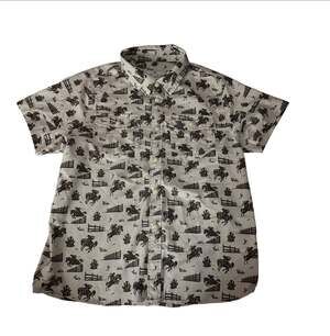 Burlebo Youth Western Shirt with Cowboy and Horse Print, Size L (10-12)